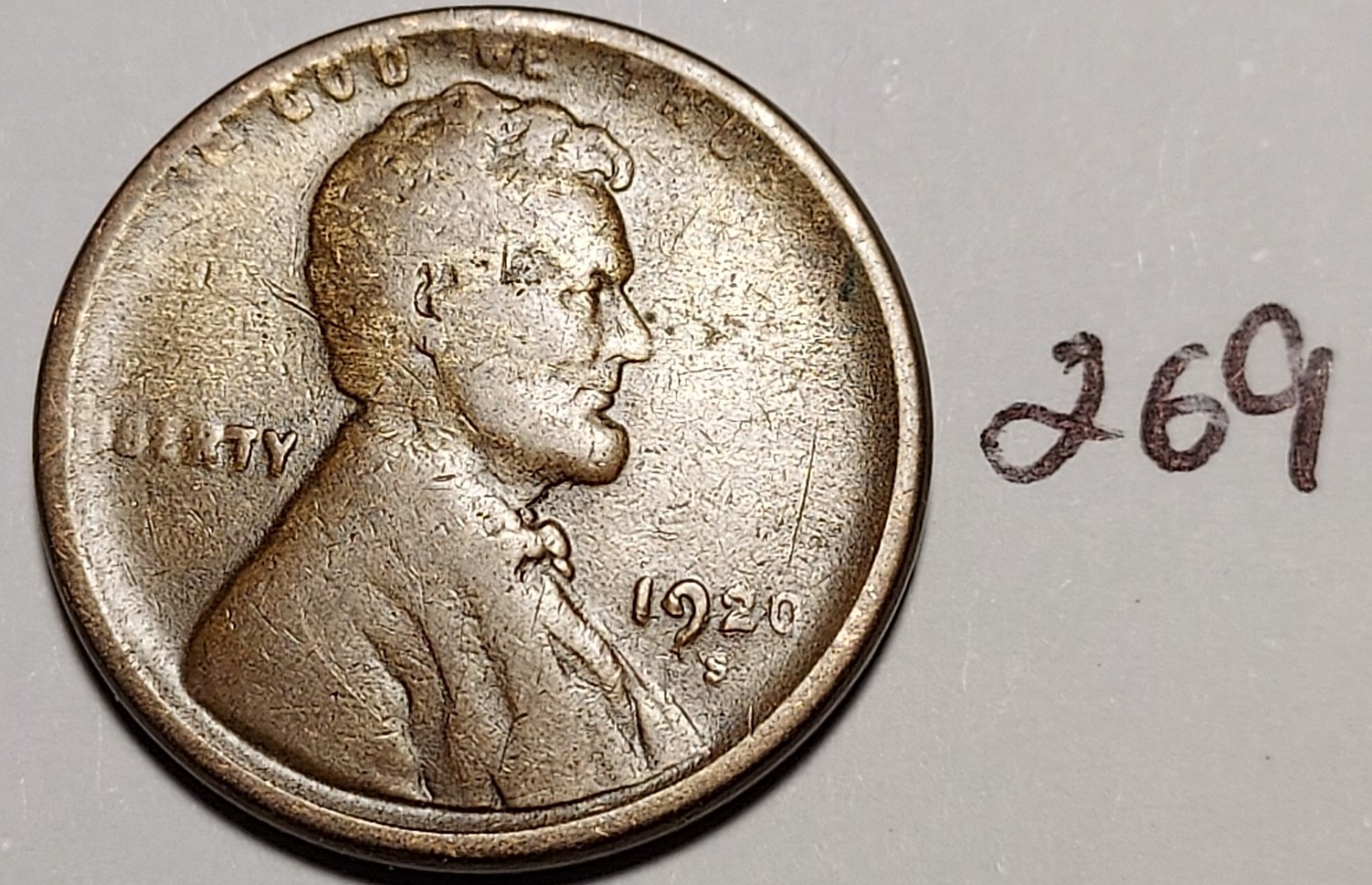 1920-S Lincoln Wheat Cent Below Fine #269