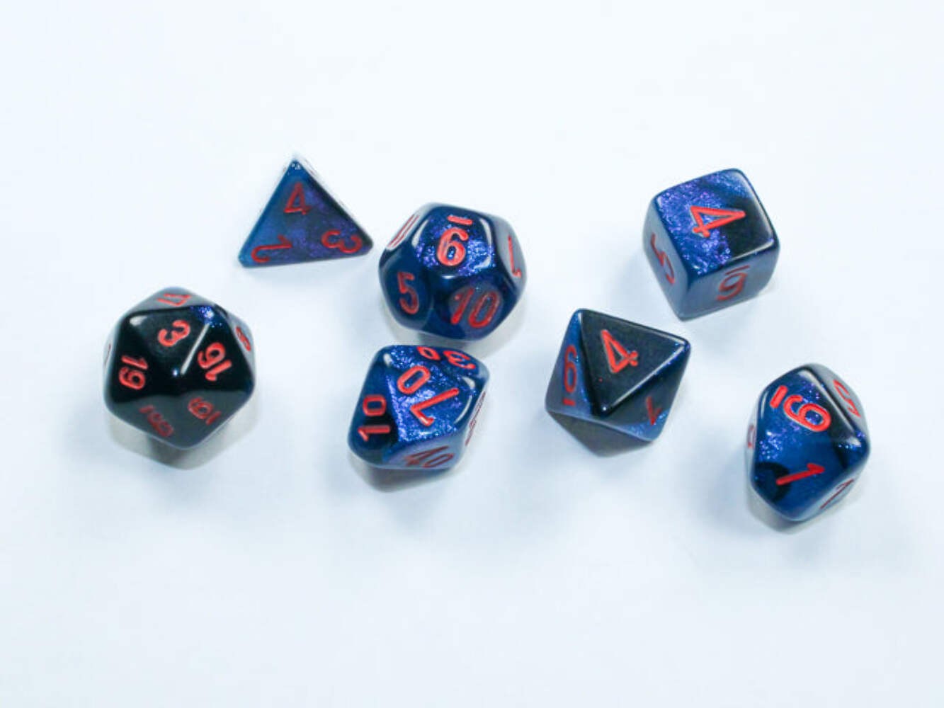Chessex - Gemini Mini-hedral Black-Starlight/red 7-Die Set