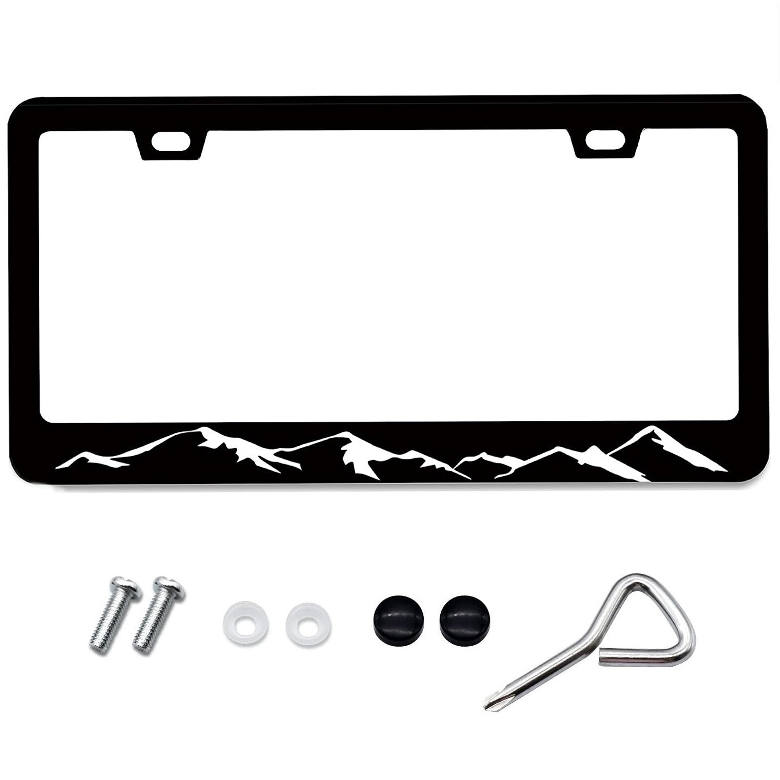 For Subaru Outback Mountains Raised BLACK Metal Car License Plate Frame Cover