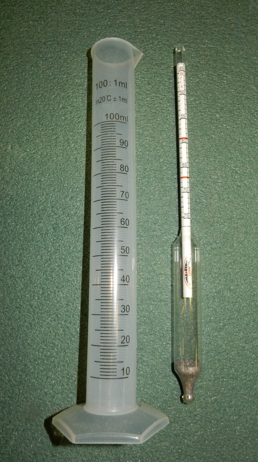 Maple Syrup Hydrometer w/ Brix & Baume Scales Including Graduated Cylinder