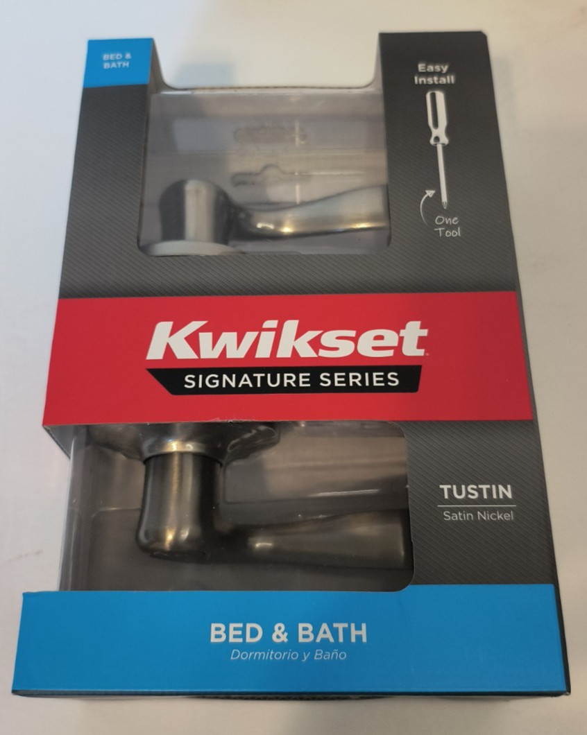 Kwikset Signature Series Door Satin Nickel INTERIOR LOCKING Door Lever, 1 lock.