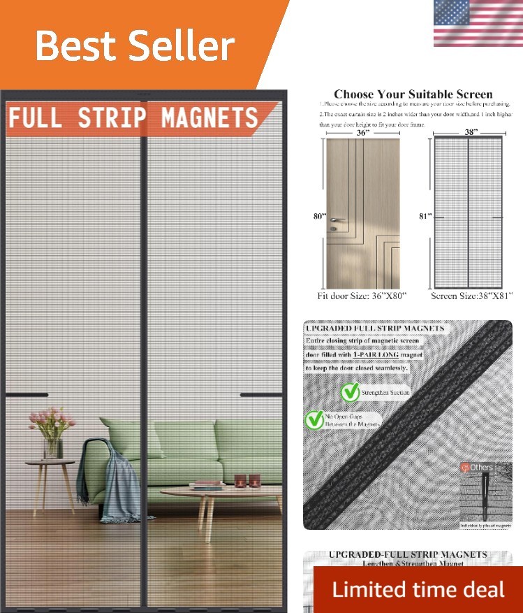 Magnetic Screen Door Upgraded-Model Full Strip Magnets,Fiberglass Heavy Duty ...
