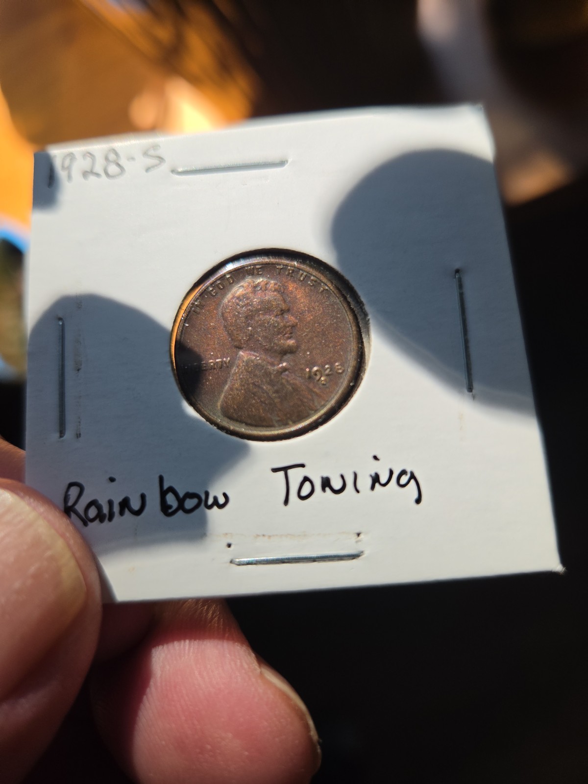 1928-s Rainbow Toning  Lincoln Wheat Cent