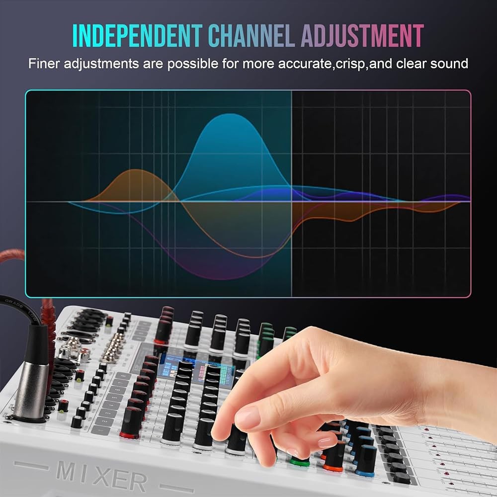 Yamnweo GF12 PRO Multi-Function 12-Channel Audio Mixer Large LCD Color...