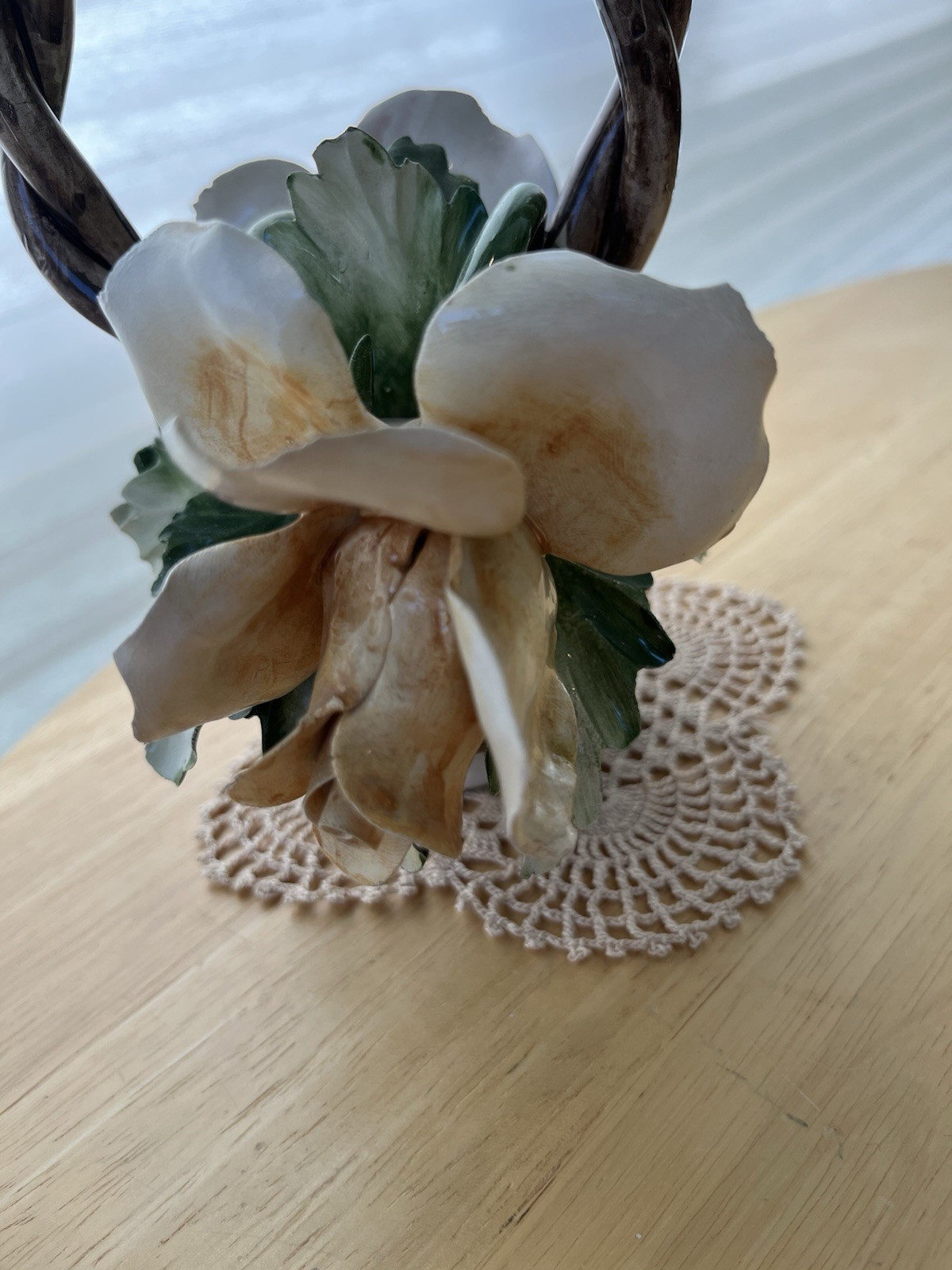 Vintage Capodimonte Floral Basket