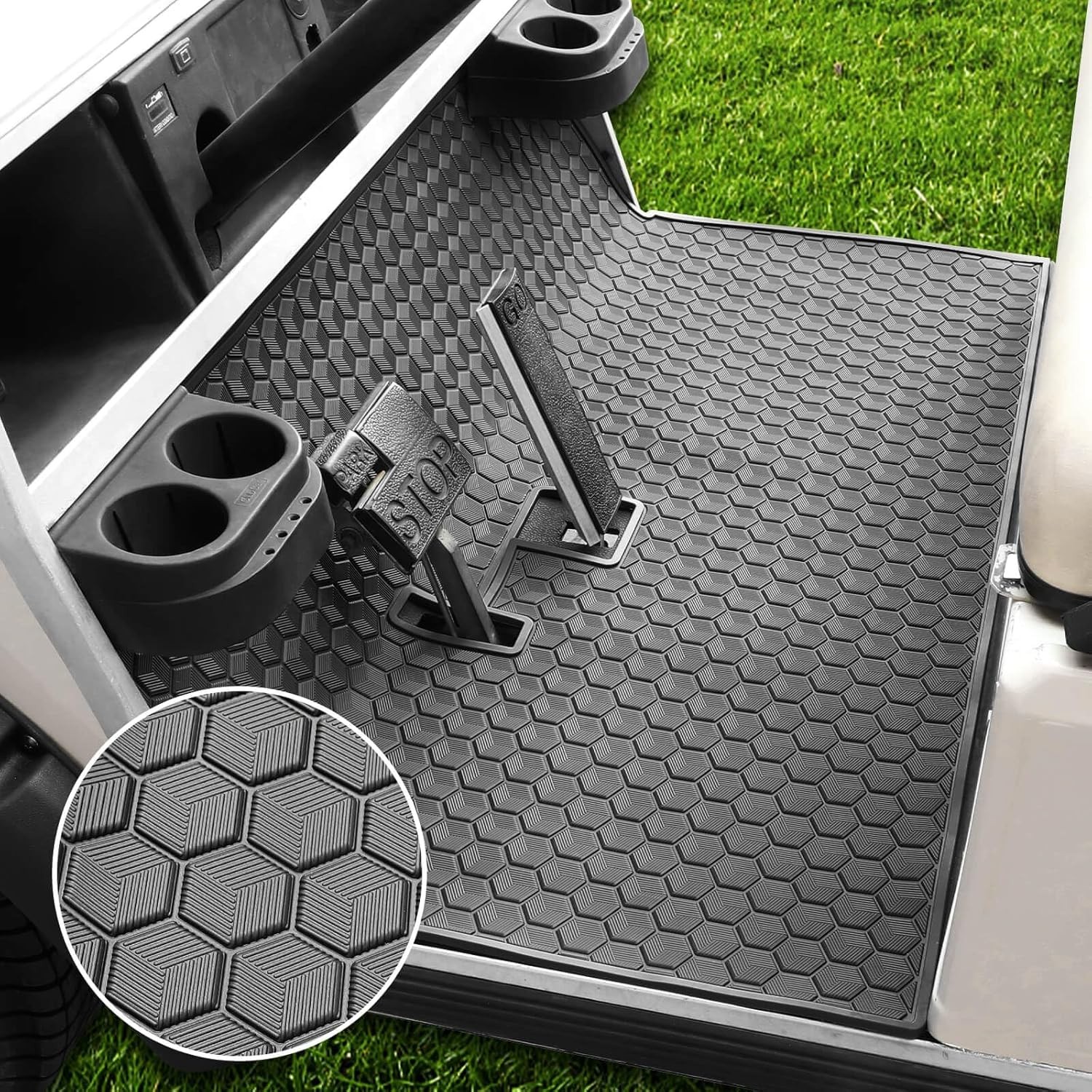 Club Car DS Floor Mat, Upgraded Non-Slip Full Coverage Golf Cart Black