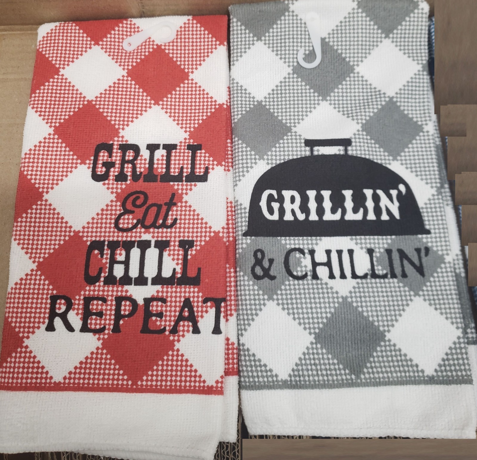 3 Different Microfiber Towels (15"x25") BBQ THEME, RED, BLUE & GREY DESIGNS, GR