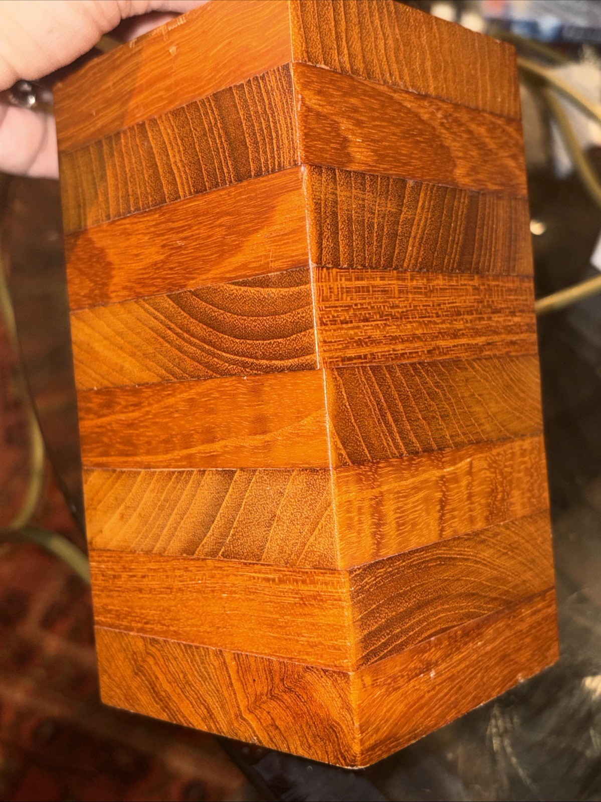 Mid Century Wooden Block Lamp Working