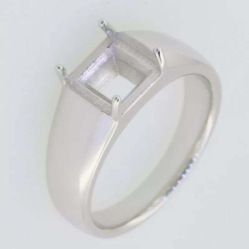 Square Shape 5mm Semi Mount Ring 925 Sterling Silver Solitaire Ring For Unisex