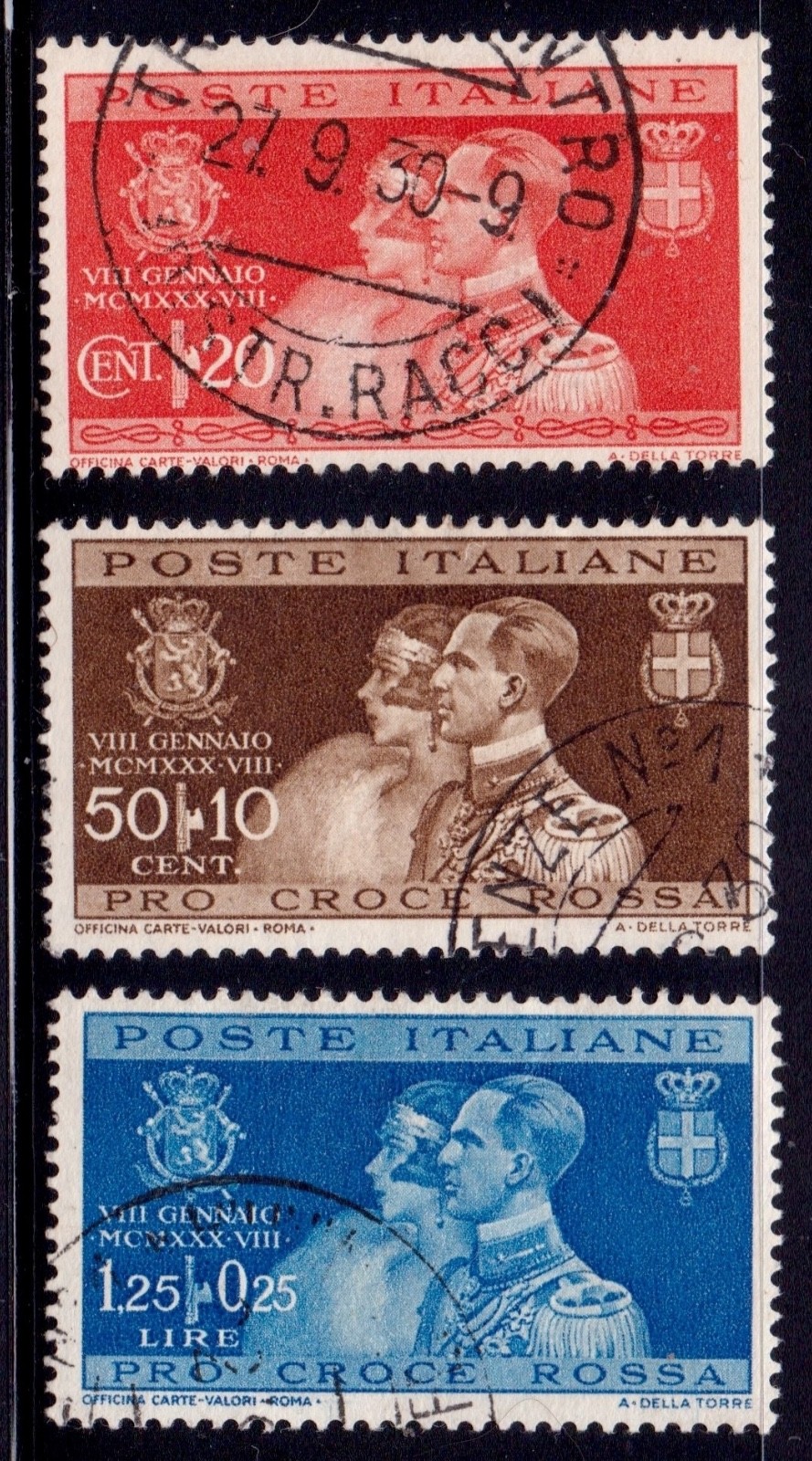 EBS Italy 1930 - Marriage of Umberto of Savoy - Unificato 269-271 - Used - (u1
