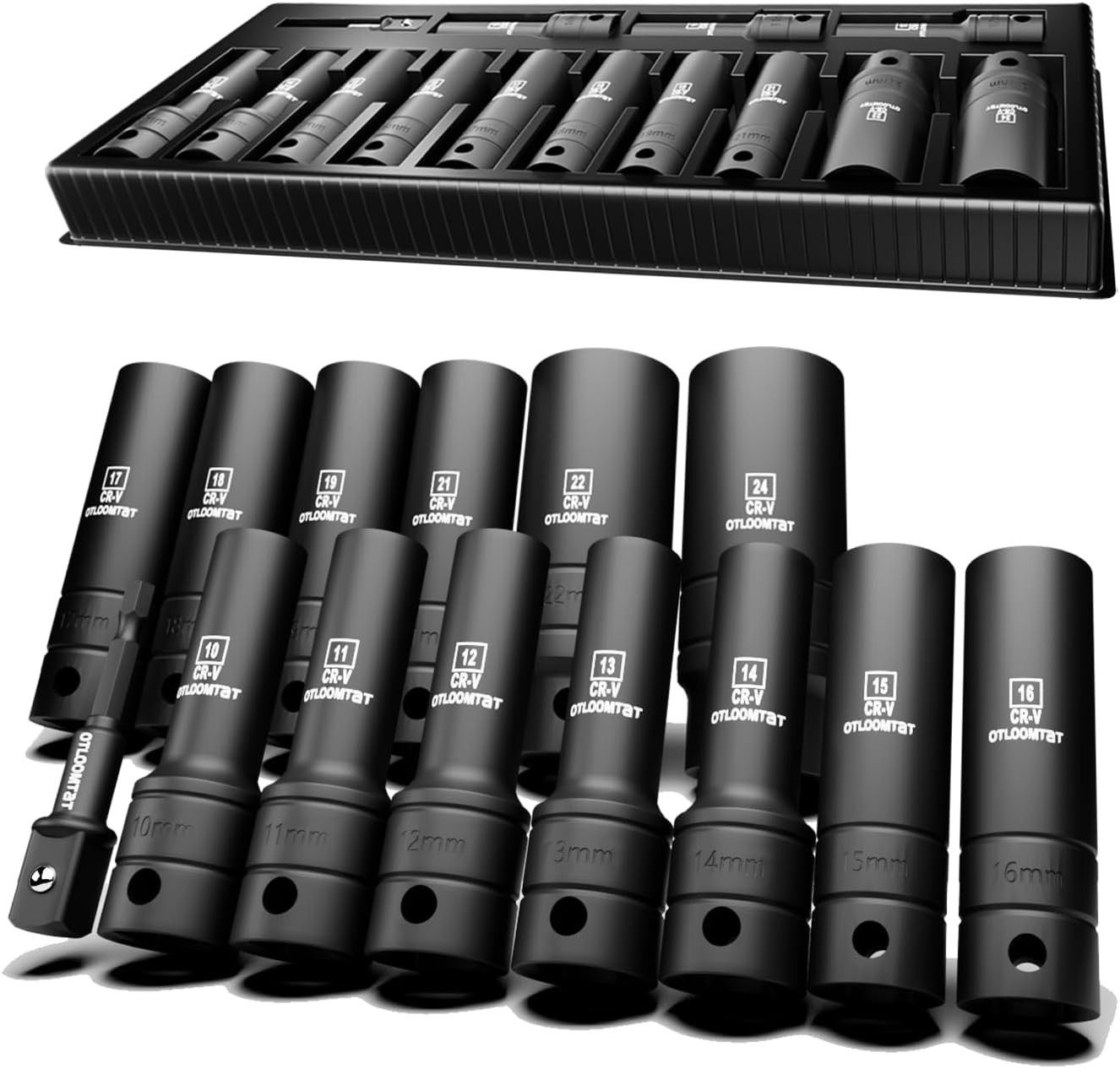 Juego De Dados 1/2 Profundos Métricos 14 Piezas Para Impacto 10-24 MM En Oferta