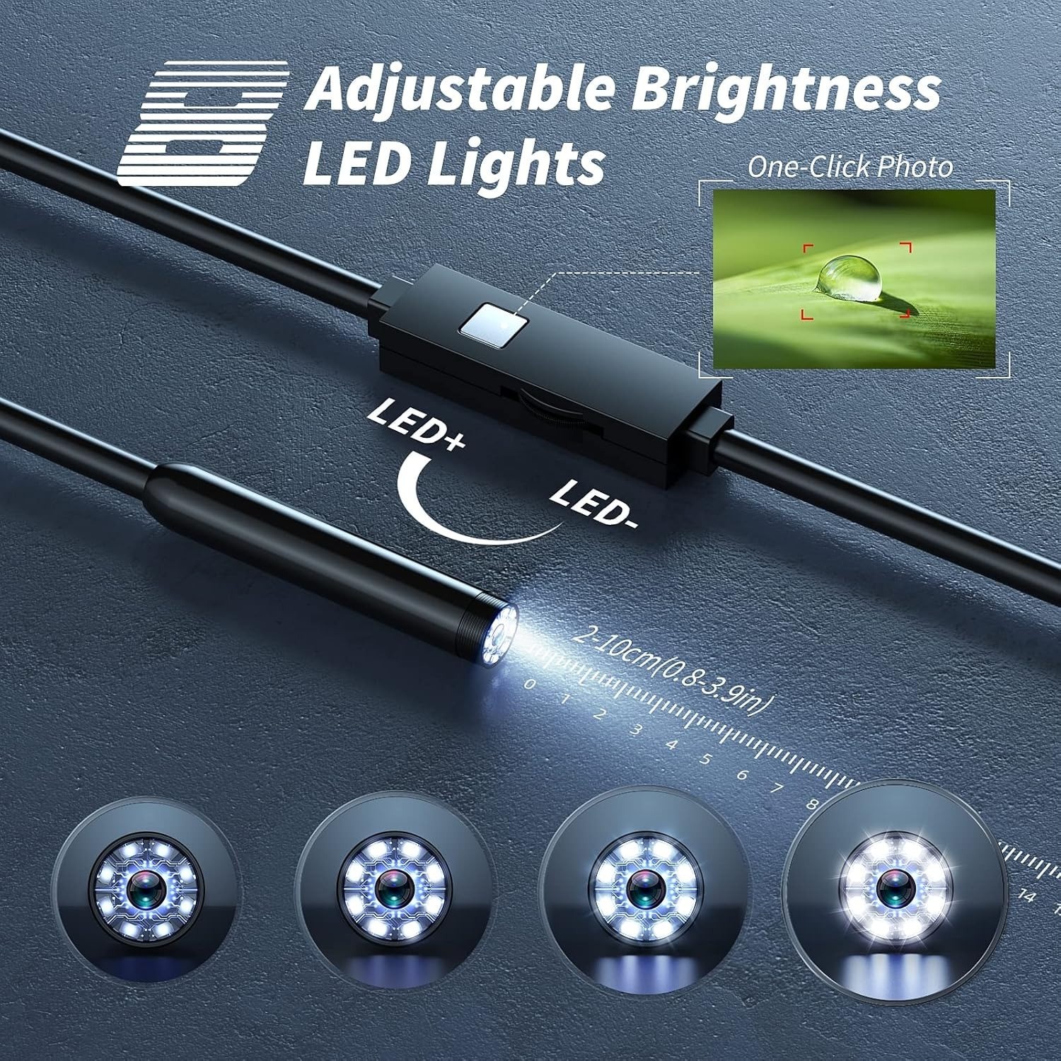 16.4ft HD Endoscope Camera 1920P Borescope Inspection Snake Tool iPhone Android