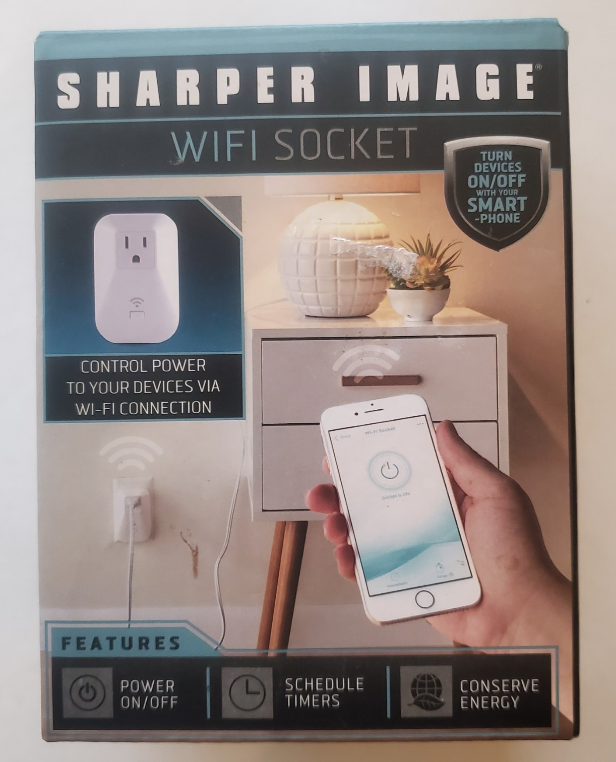 Sharper Image, Wi-Fi Socket Outlet Smart Wireless, iPhone Android, New Open Box