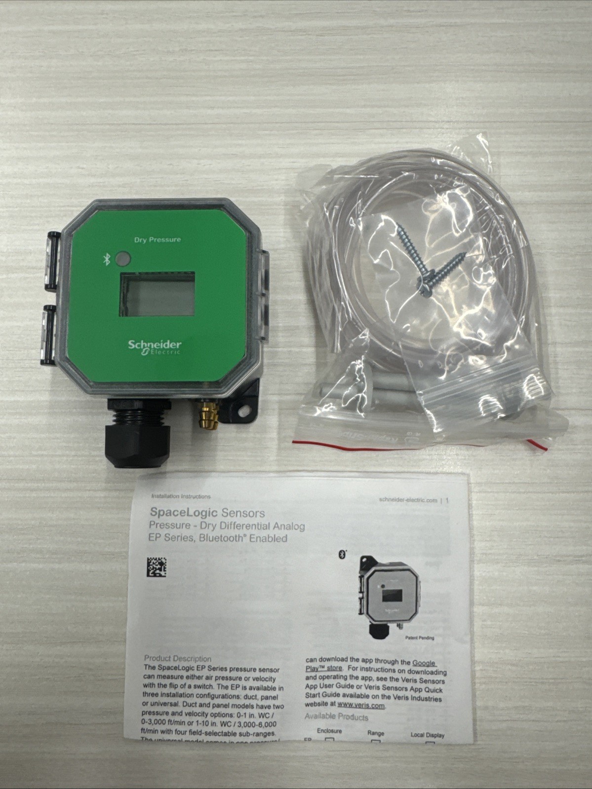 Schneider Electric EPP302LCD Pressure, Dry, Panel, LCD, 0-10” WC Sensor