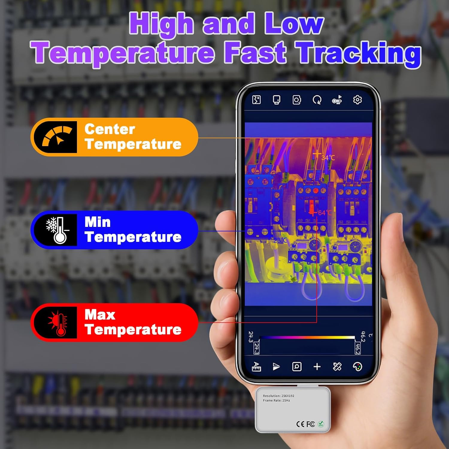 Android Thermal Camera - 256x192, 25Hz, Temp Range 5℉ to 1112℉