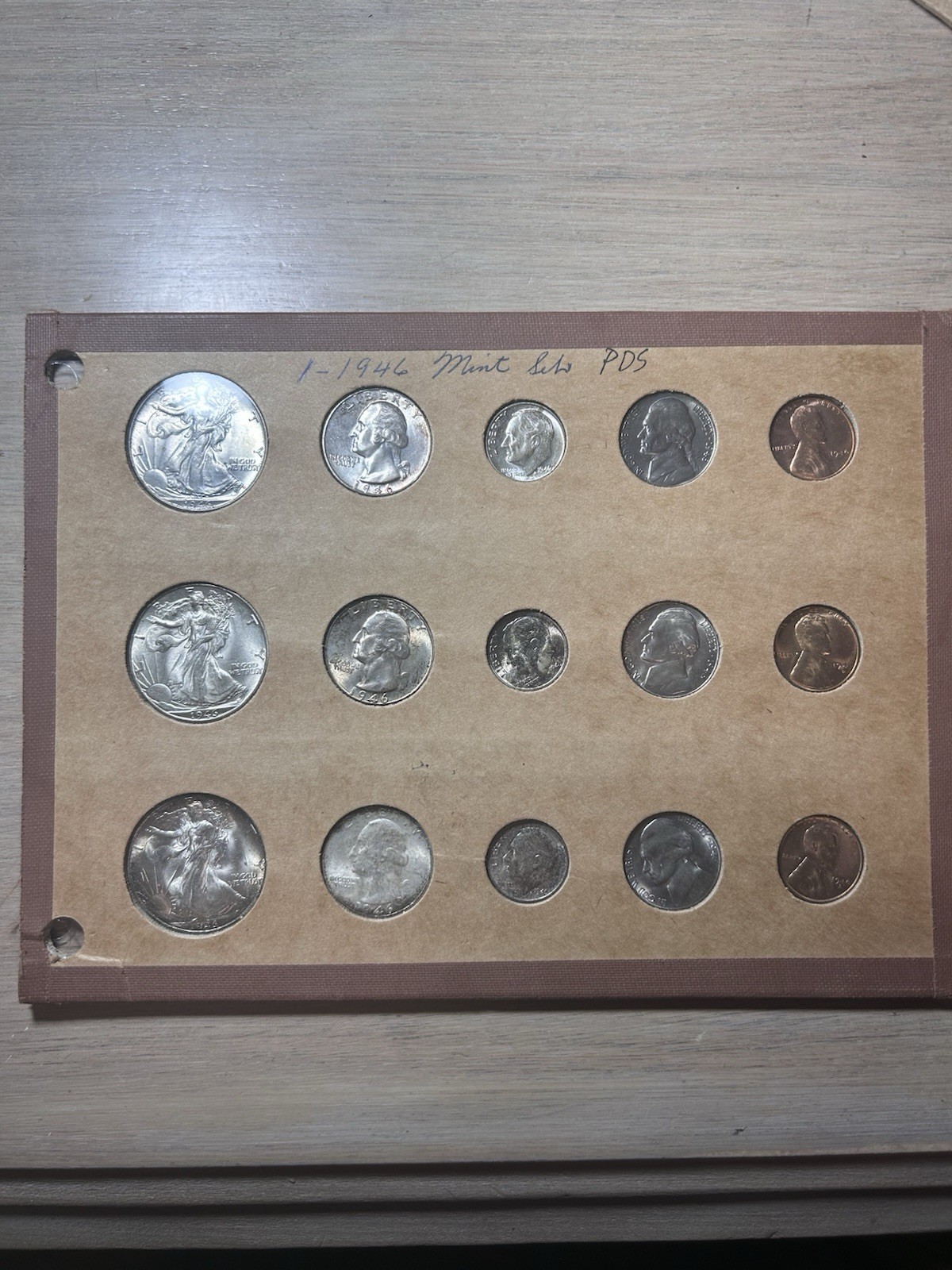 1946 P D S 15 Coin Mint Set Uncirculated In Wayte Raymond Board