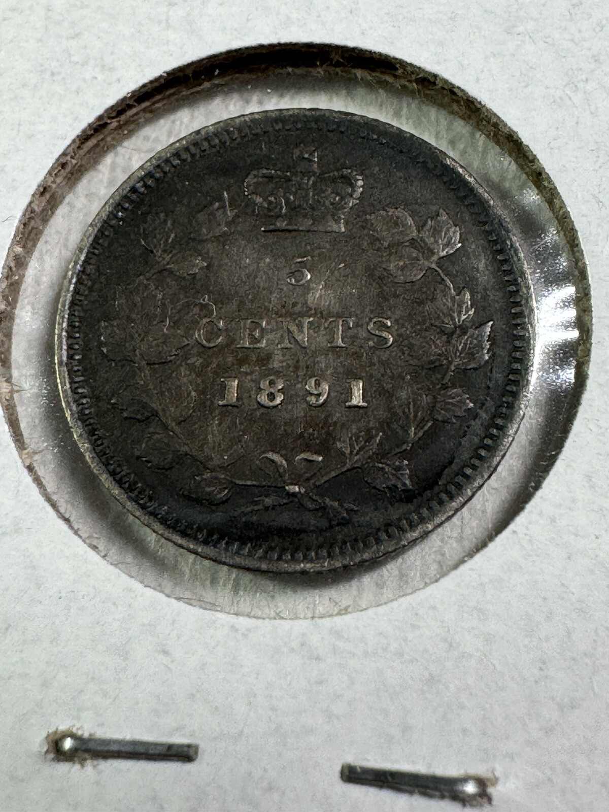 1891 Canada 5 Cents Small Silver Coin Cleaned