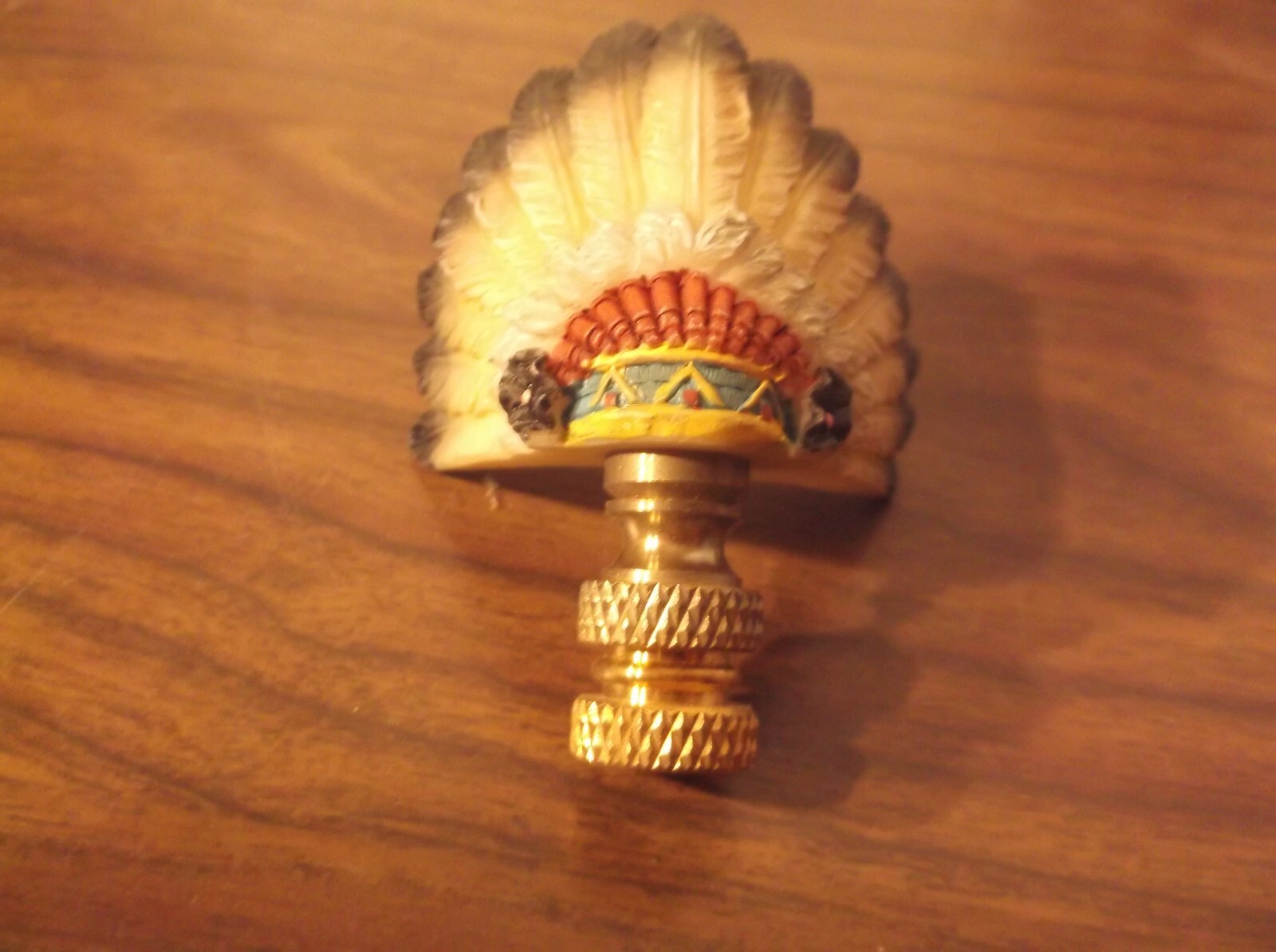 Unique NEW American Indian Bonnet Headdress, LAMP FINIAL Topper, Brass Fittings