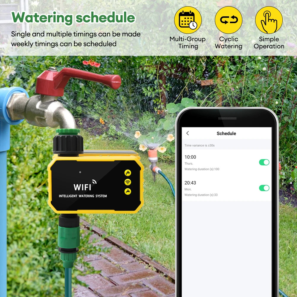 WIFI Smart Valve Controller Solar Automatic Water Irrigation Sprinkler Timer New