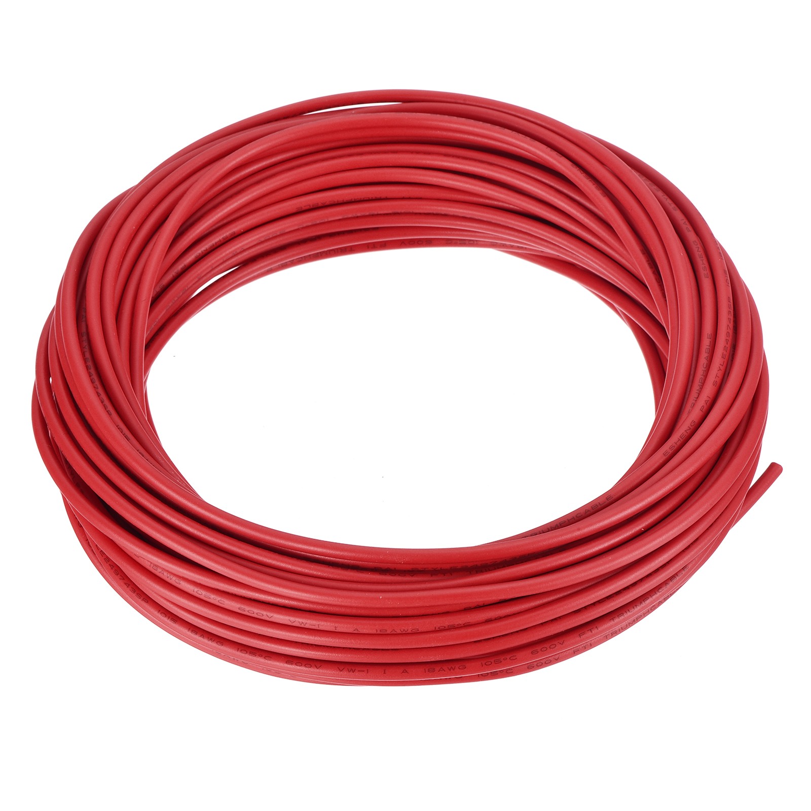 18AWG 18 Gauge Stranded Hook-Up Wire PVC Tinned Copper Wire 15m/50ft, Red
