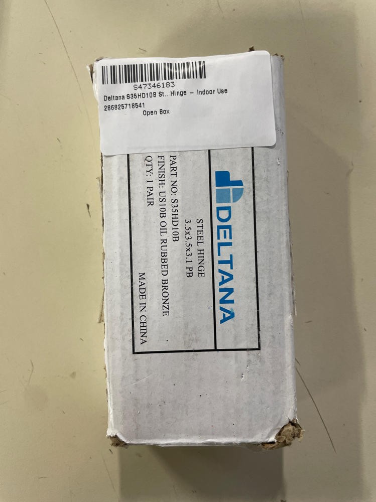 Deltana S35HD10B Steel 3.5"x3.5" Square Hinge - Indoor Use