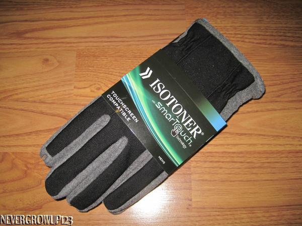 MENS GRAY ISOTONER SMARTOUCH TECH STRETCH GLOVES~THERMAFLEX LINING~M~L~XL~NWT