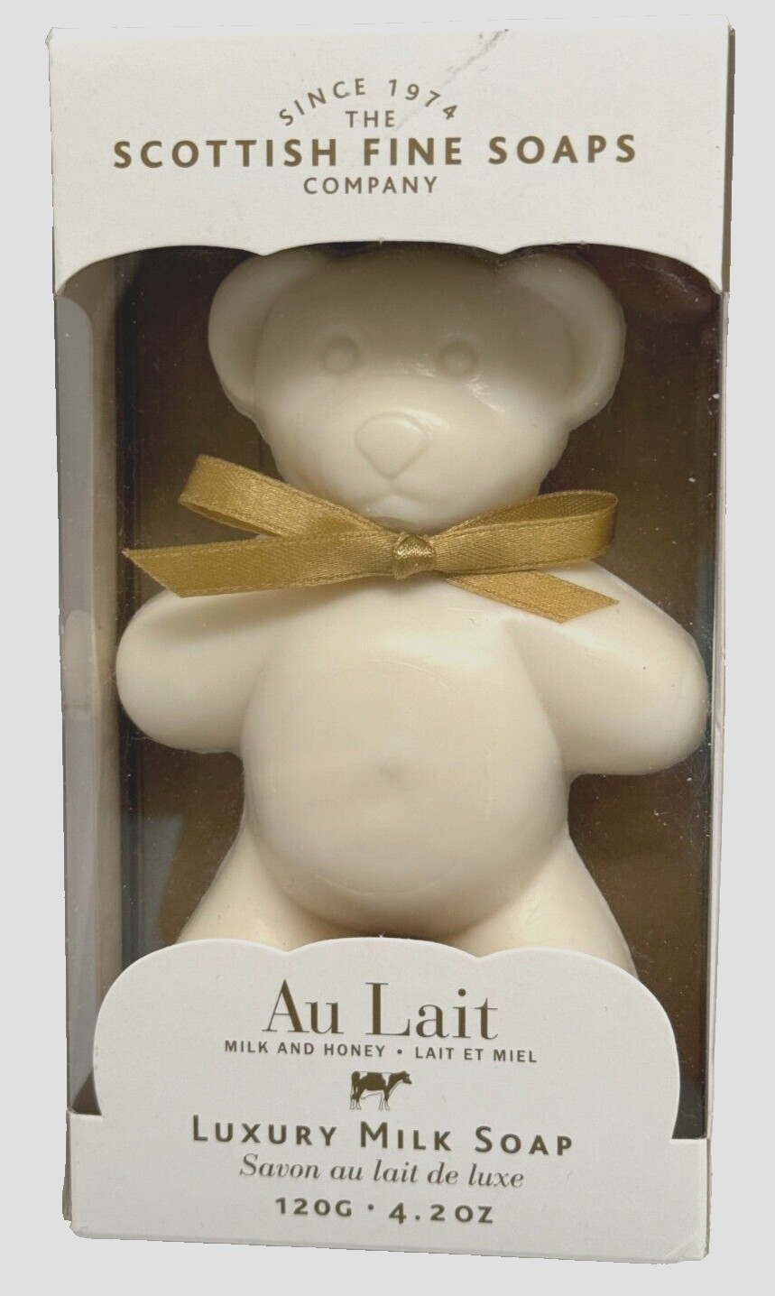 Scottish Fine Soaps Luxury Au Lait Milk and Honey BEAR Soap 4.2 oz Triple Milled
