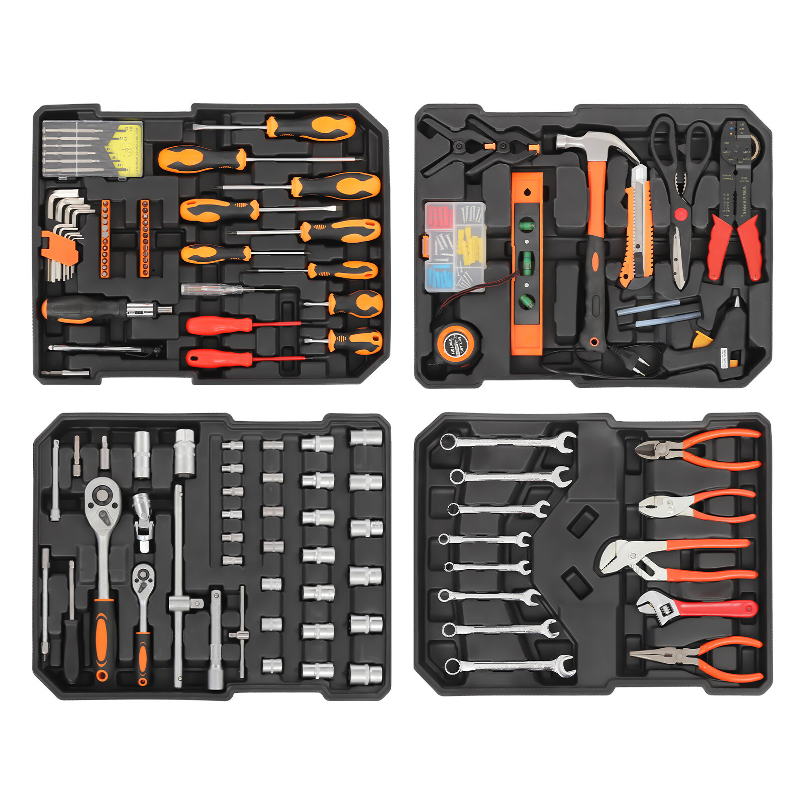 Trolley Case Tool Box Set Household Hand Tool Kit Mixed Hand Tool Kit Silver USA