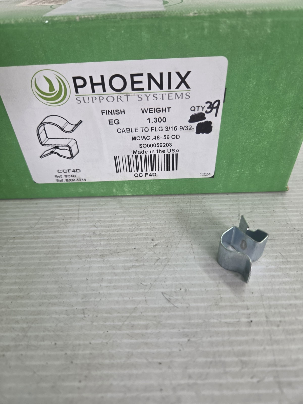 PHOENIX  CCF4D  CABLE  TO FLANGE 3/16"-9/32" (QTY 39) NOS