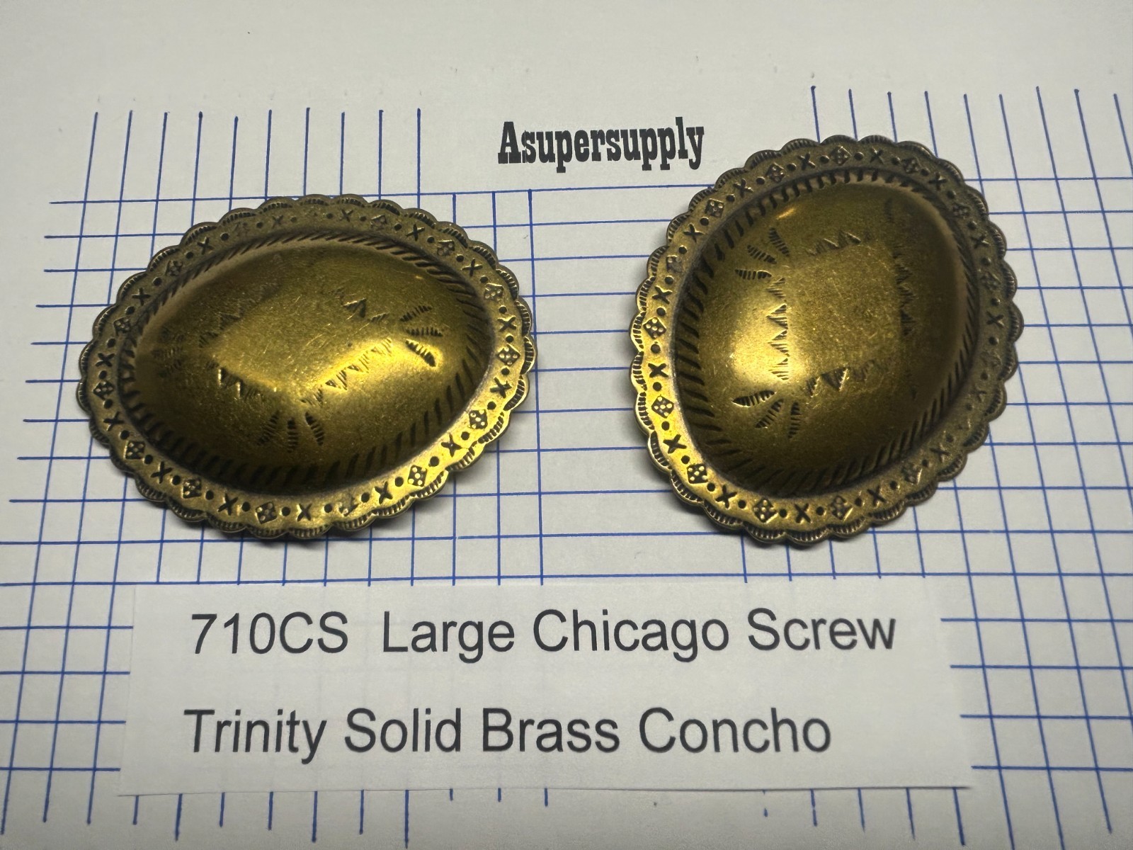 TRINITY CONCHOS LARGE 710 CS Solid Brass VINTAGE High Quality USA Leather Crafts