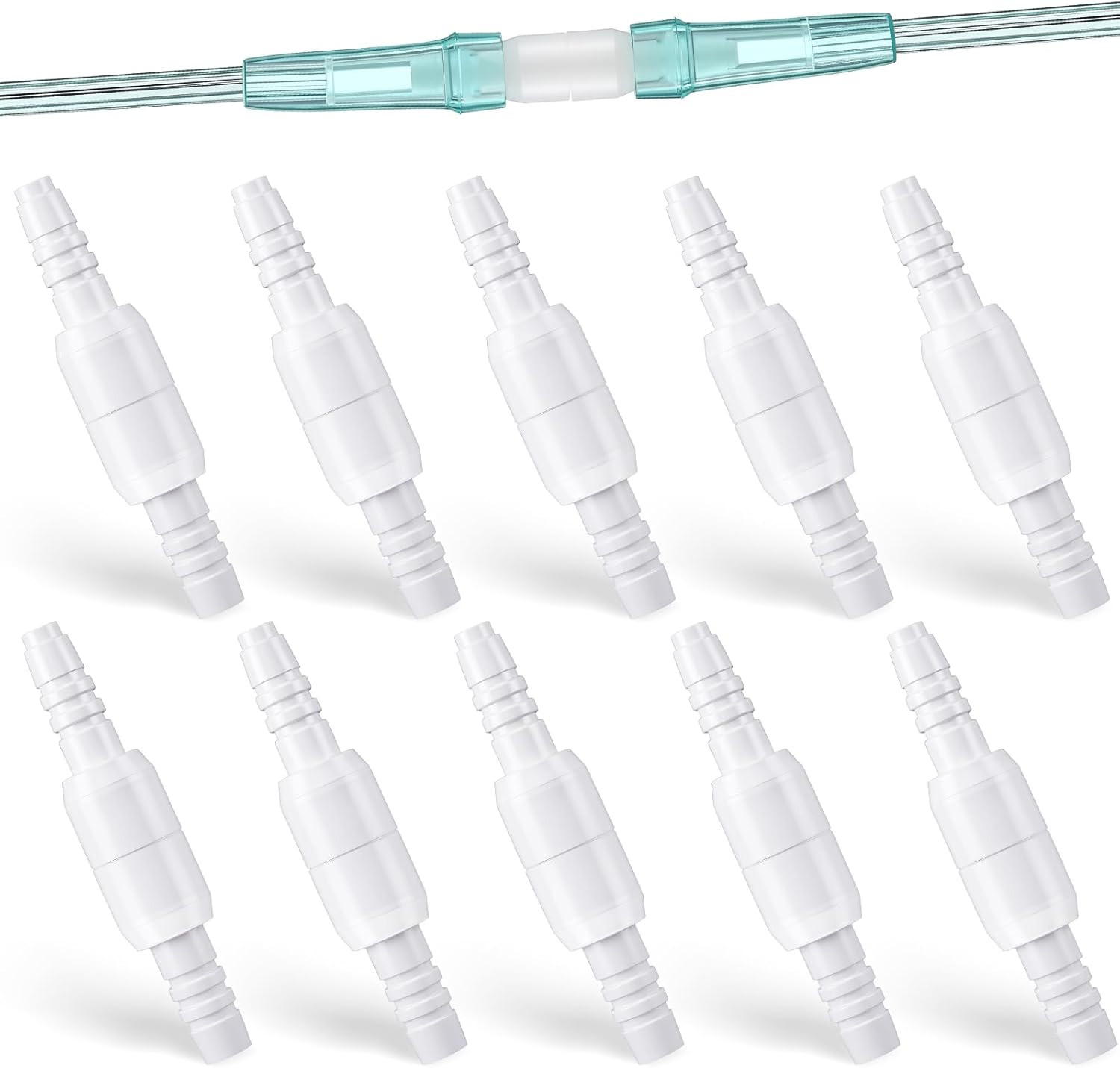 10 Pack 360° Swivel Oxygen Tubing Connectors, Rotating Hose Couplers, Leak-Proof