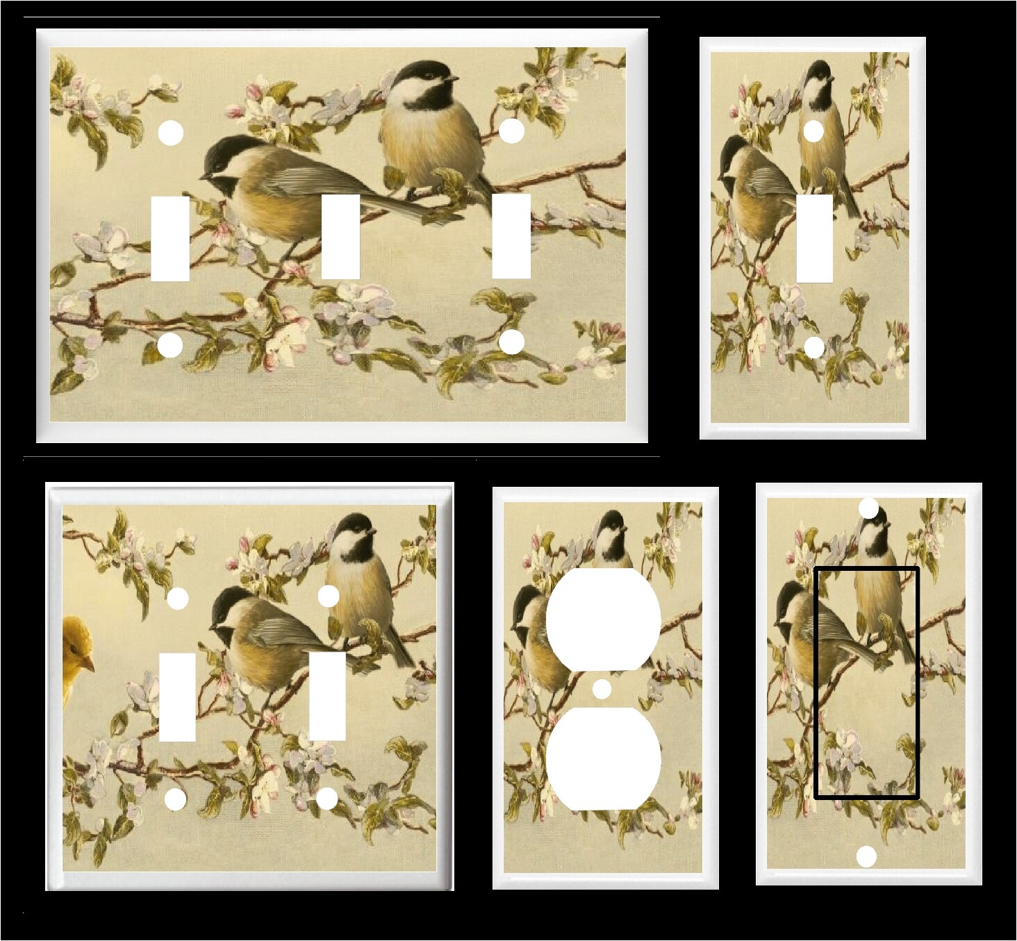 CHICKADEE BIRDS TAN BACKGROUND  LIGHT SWITCH COVER PLATE OR OUTLET COVER