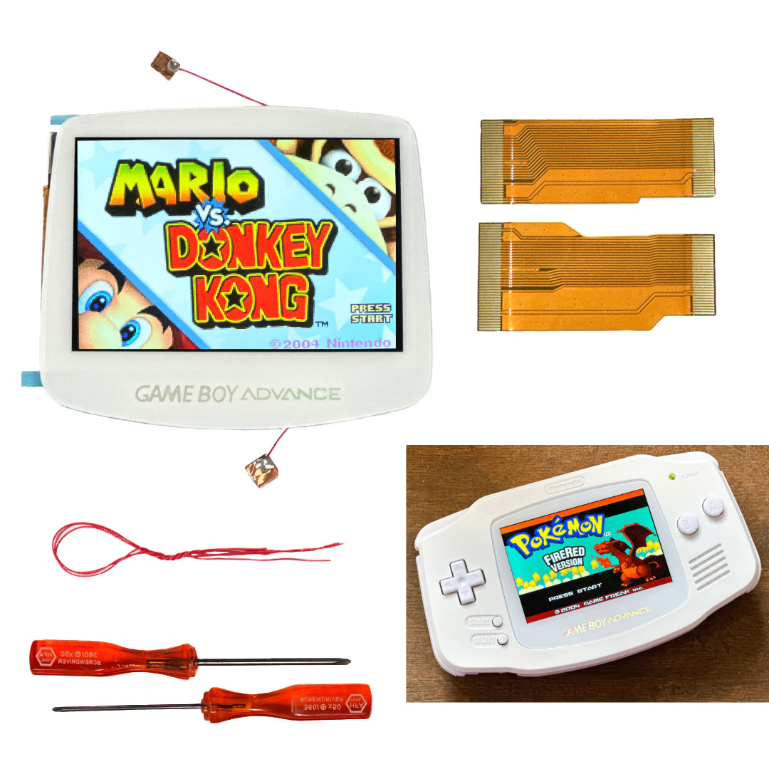 Game Boy Advance GBA V5 WHITE IPS LCD Mod DIY Kit - Upgrade your old GBA!