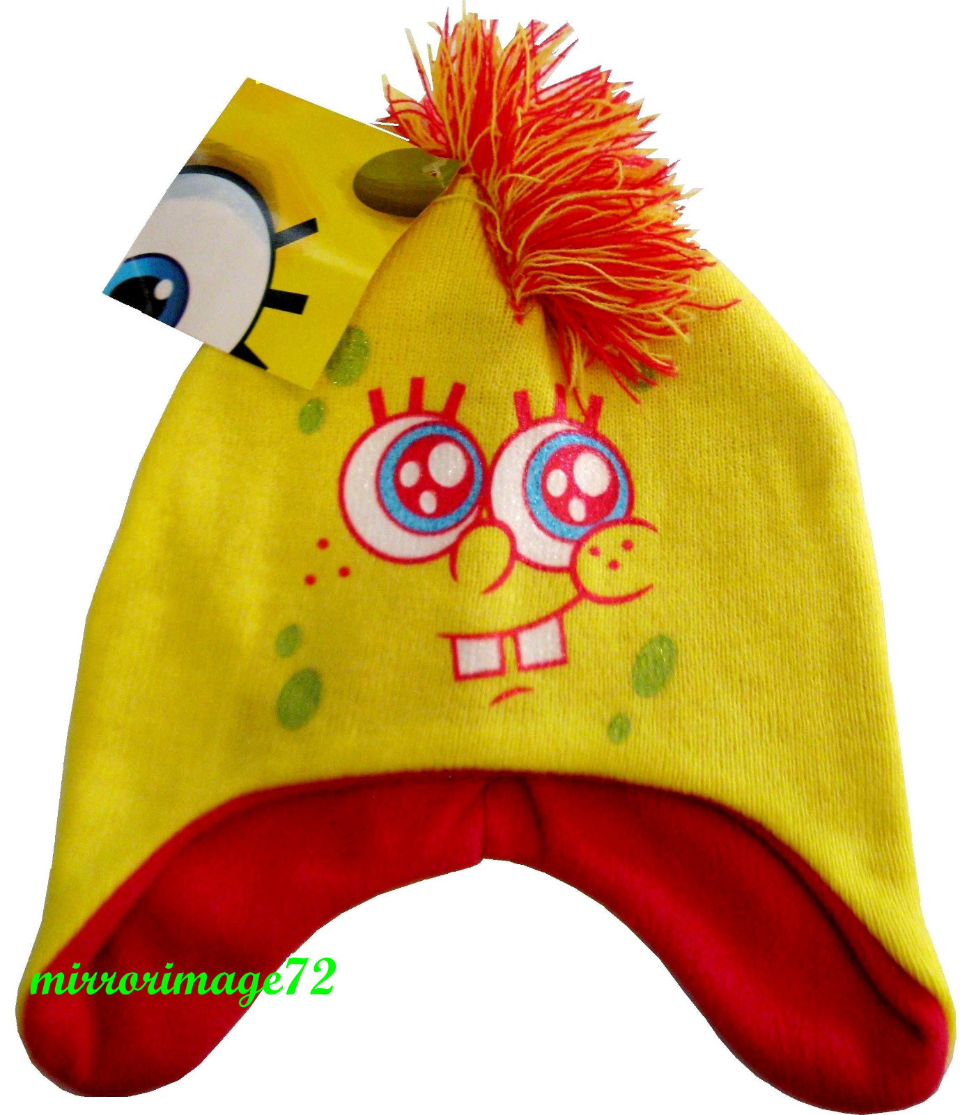 SpongeBob Nickelodeon Kids Knit Ear Flap Winter Hat Mohawk Lined