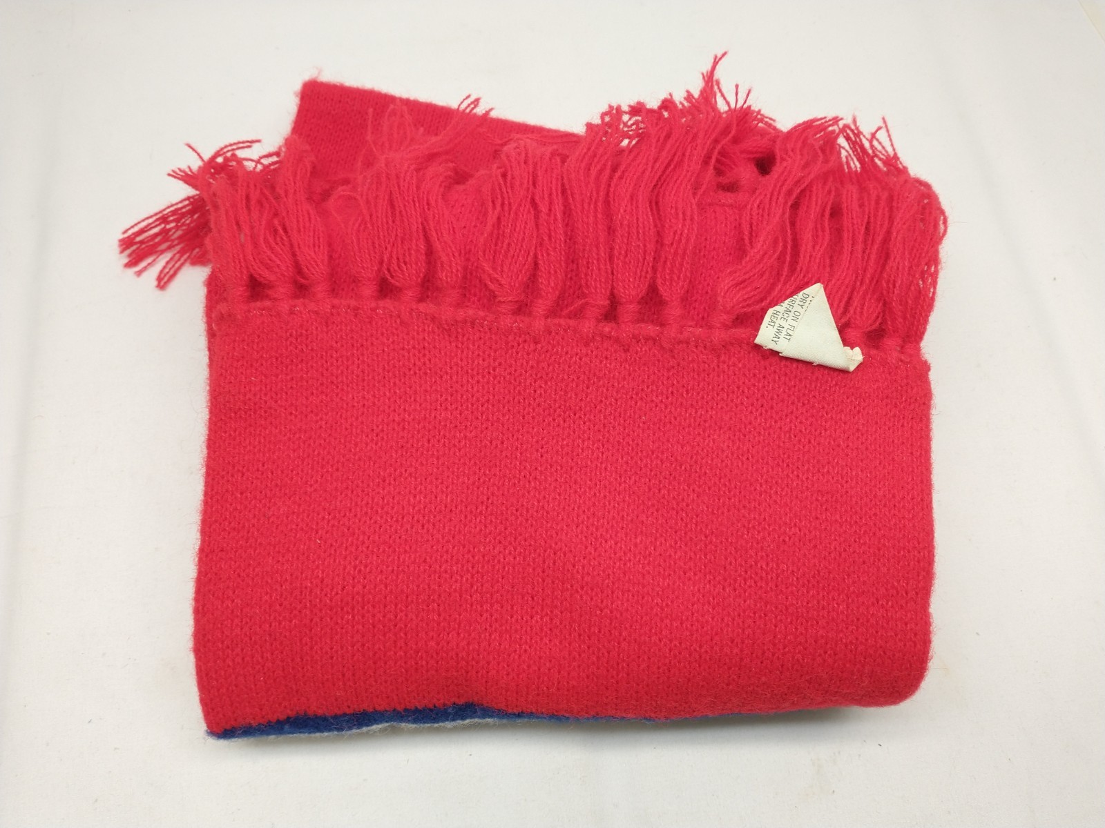 Vintage Scarf Tassels CONTAC DRUG Red White Blue Scarf WPL Promo