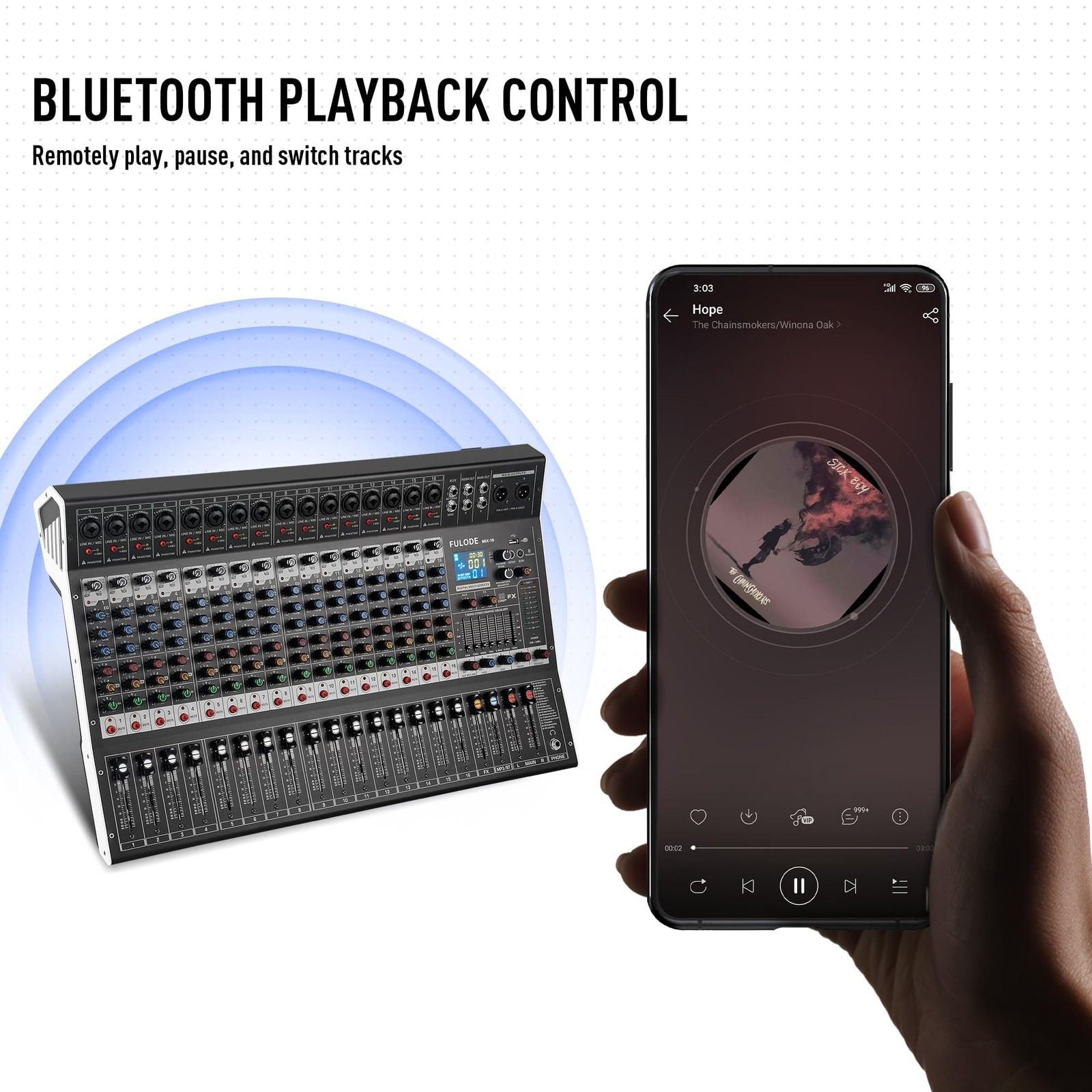 FULODE 16-Channel Audio Mixer with 99 DSP, Professional