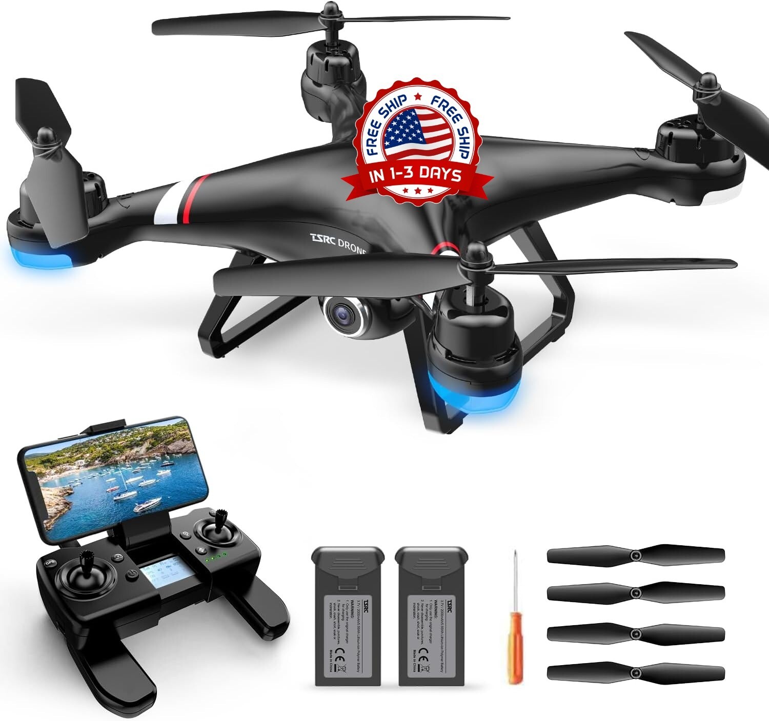 Dron GPS Con Cámara HD 1080P Para Adultos Cuadricóptero RC Retorno A Casa NEW US