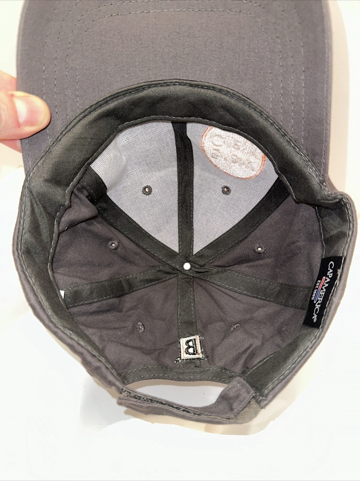Biggby Brew Crew Orange Logo on Gray Hat Cap Hook Loop Cap America