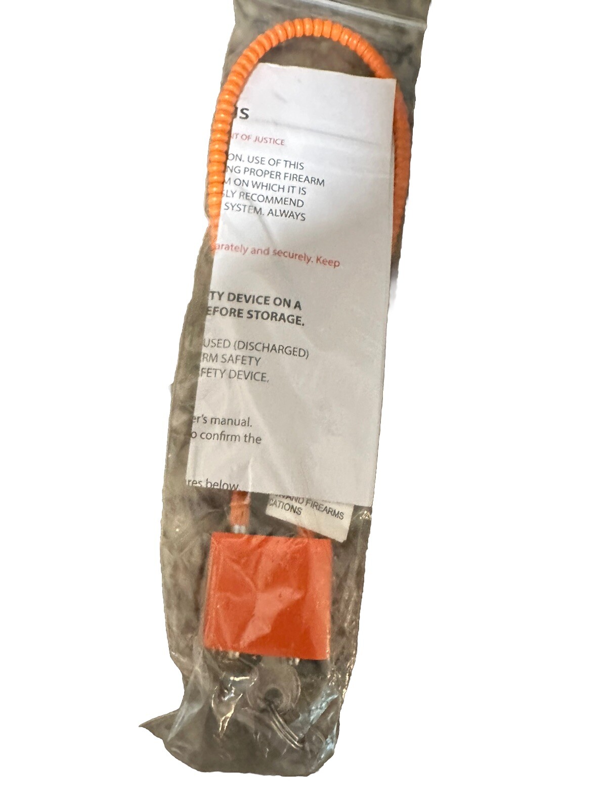 Glock  Safety Cable Lock Steel Two Keys 8 Inches New Sealed Unopened Orange. New