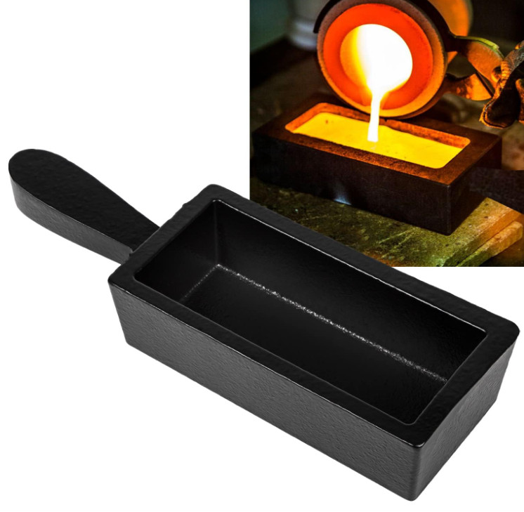 100oz Cast Steel Ingot Mold for Melting Casting Refining Gold Silver Copper A...
