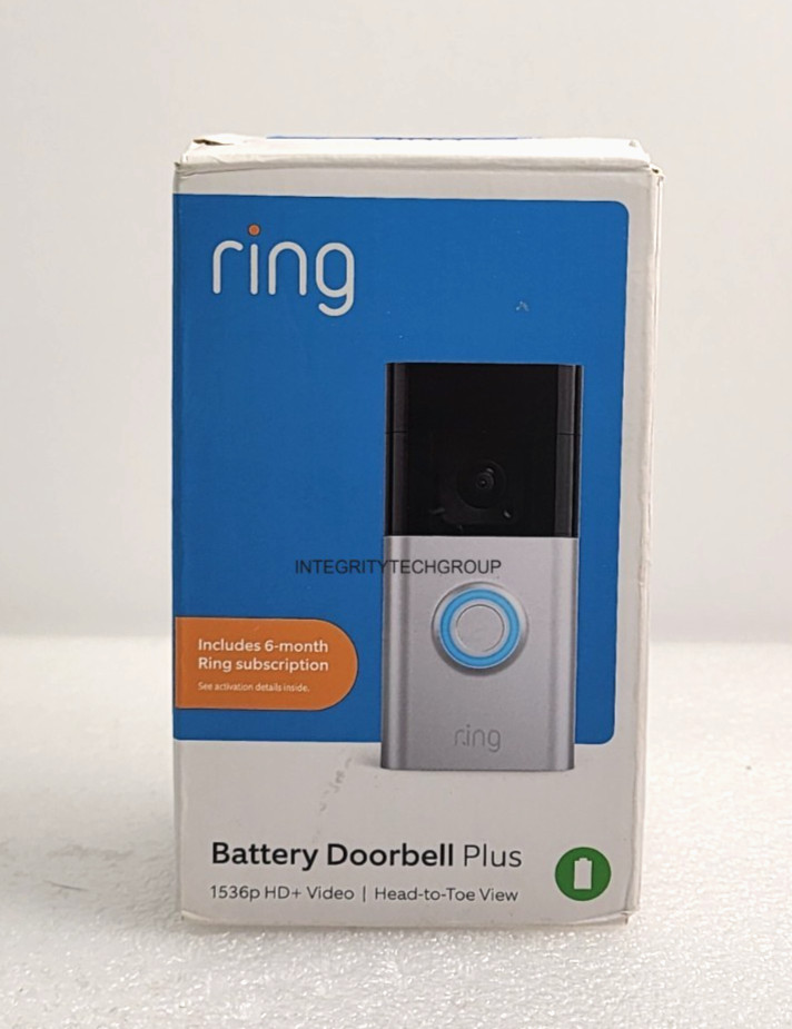 Ring Battery Doorbell Plus HD Video WiFi Camera Satin Nickel, NEW
