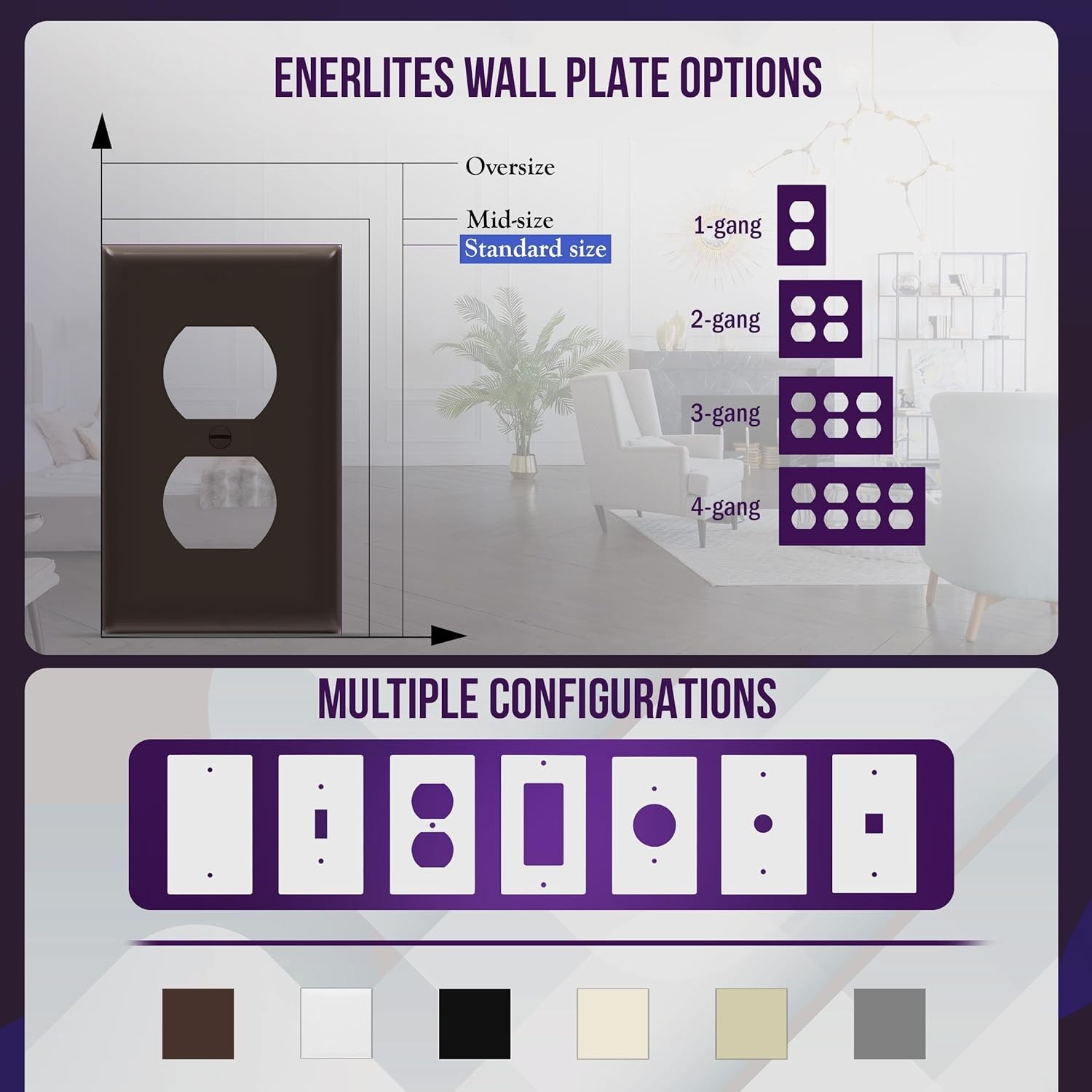 10 Unbreakable Brown Duplex Wall Plates with Gloss Finish - Perfect Home Upgrade