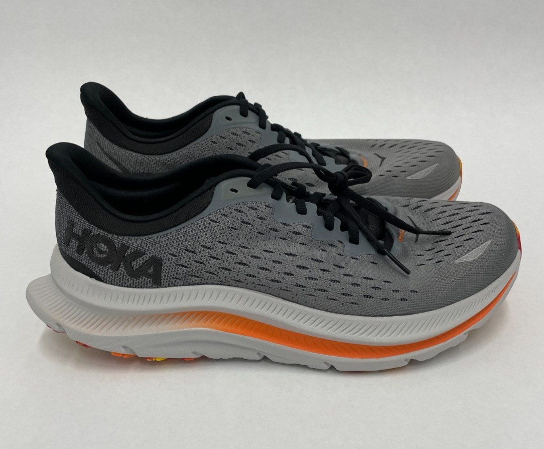Hoka One One Kawana Grey Black Orange Men's Running Shoes 1123163-BLRK Size 9