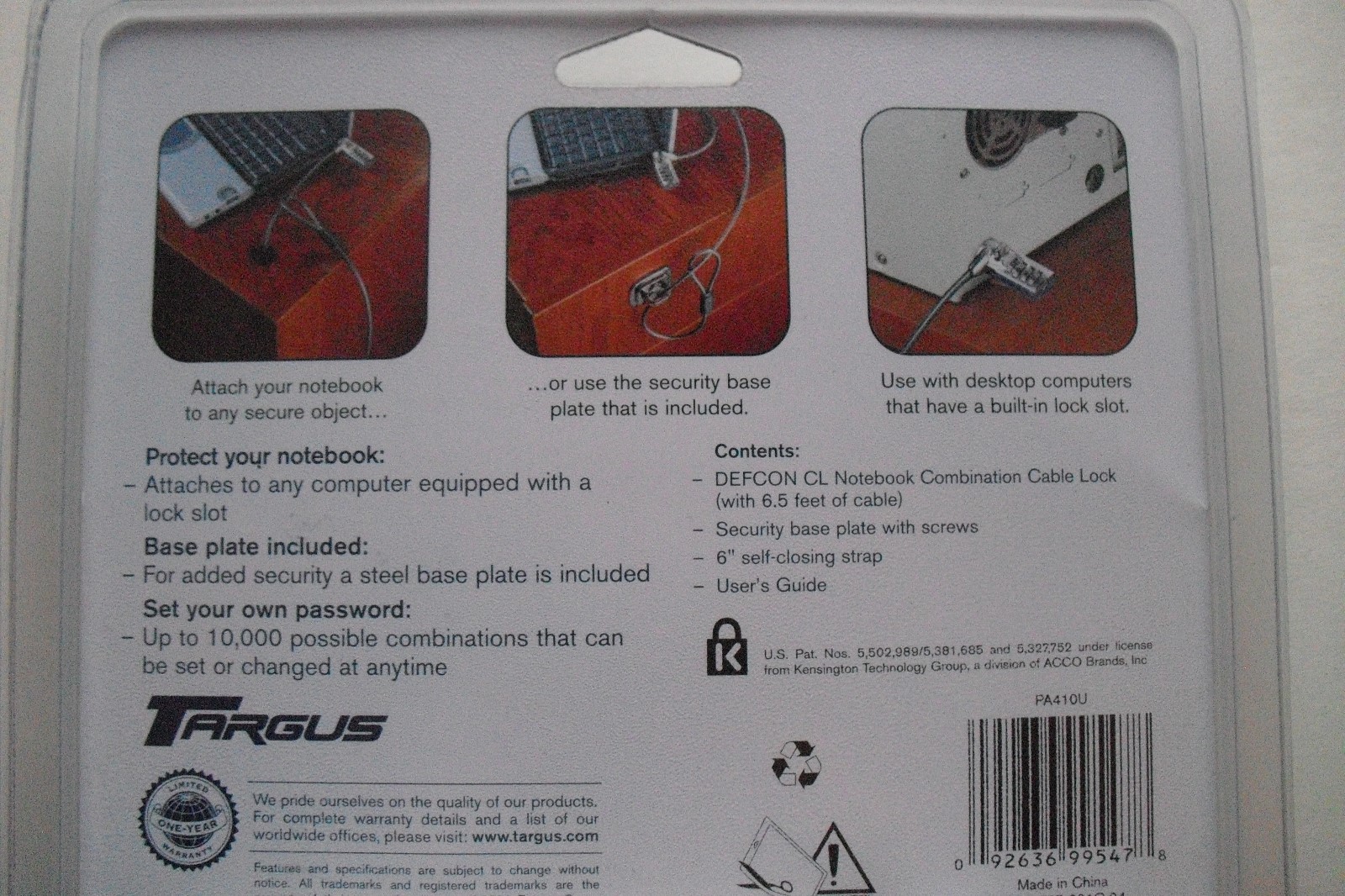 TARGUS DEFCON CL NOTEBOOK COMBINATION CABLE LOCK KIT New Sealed! 6.5' CABLE