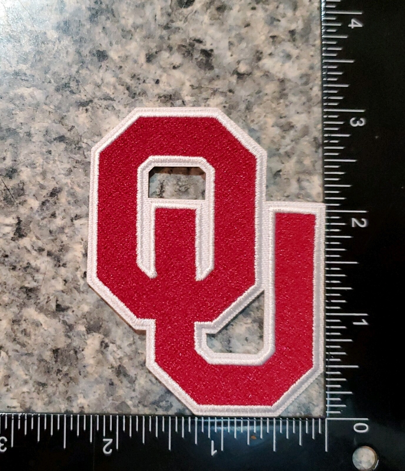 OU Oklahoma Sooners Patch. Embroidered. Iron On Backing. 3"x2.25"