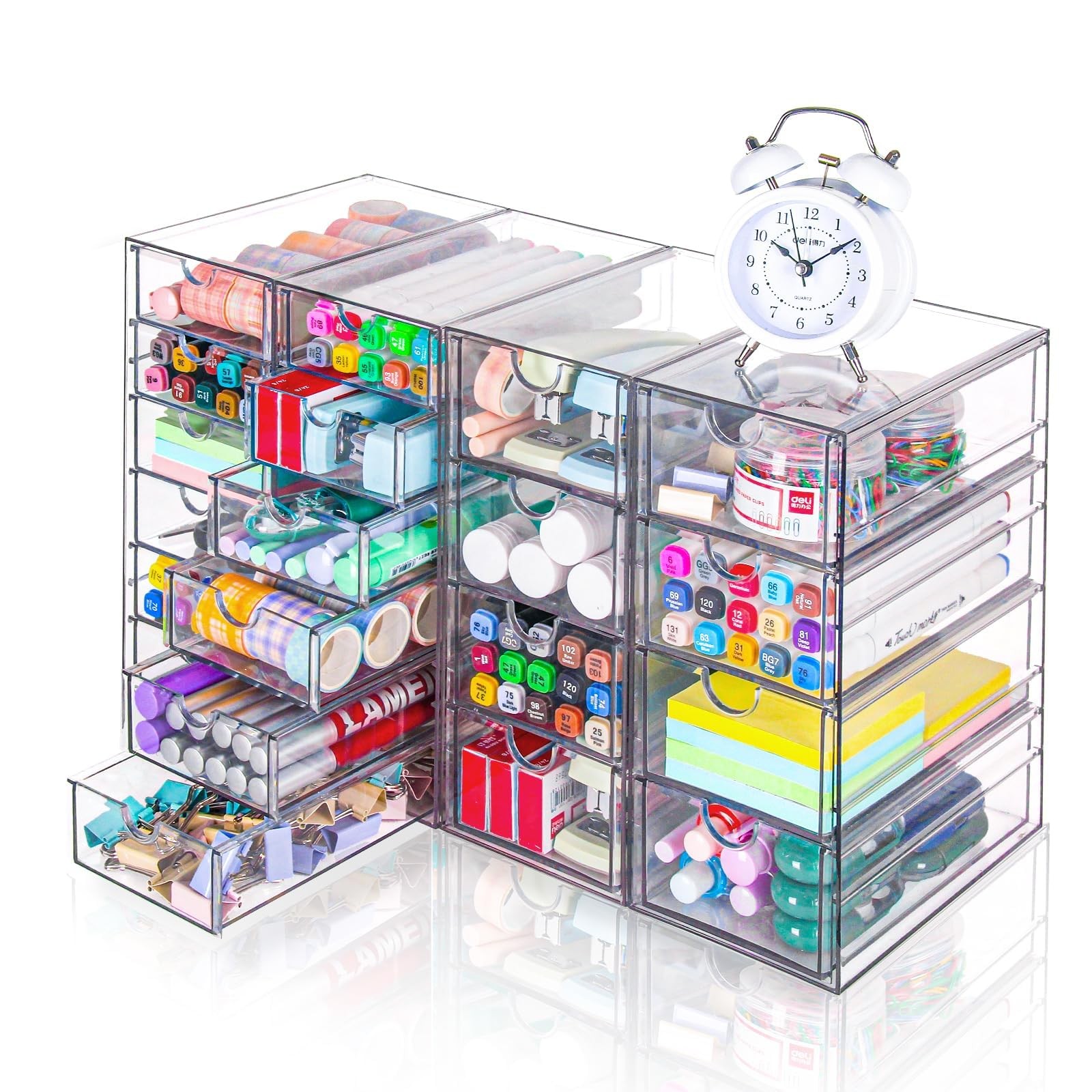 VZKAH Acrylic Organizer with Drawers | 20 Drawers 4 Sets | Desk Organizer and...