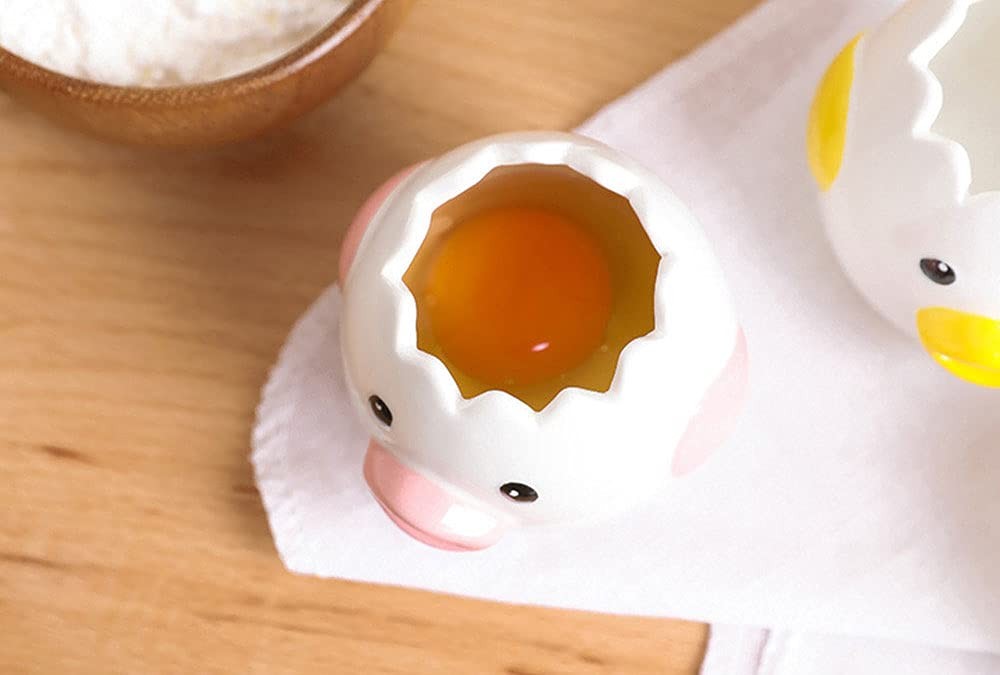 LuoCoCo Cute Egg Separator, Ceramics Vomiting Chicken Yolk Medium, Yellow