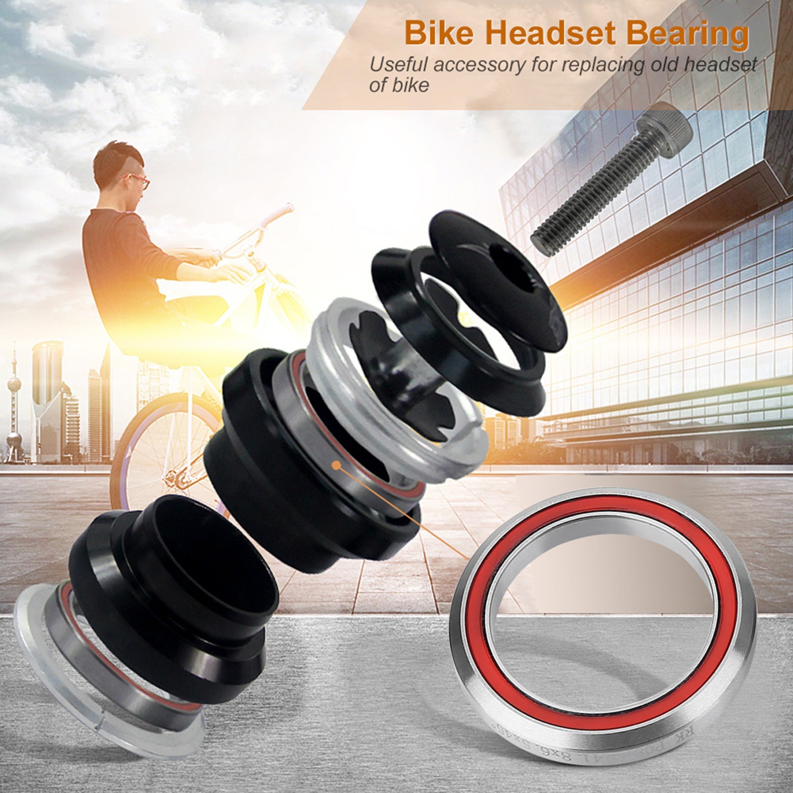 (41.8mm) General Steel Bike Headset Bearings Repair Parts Accessory HE