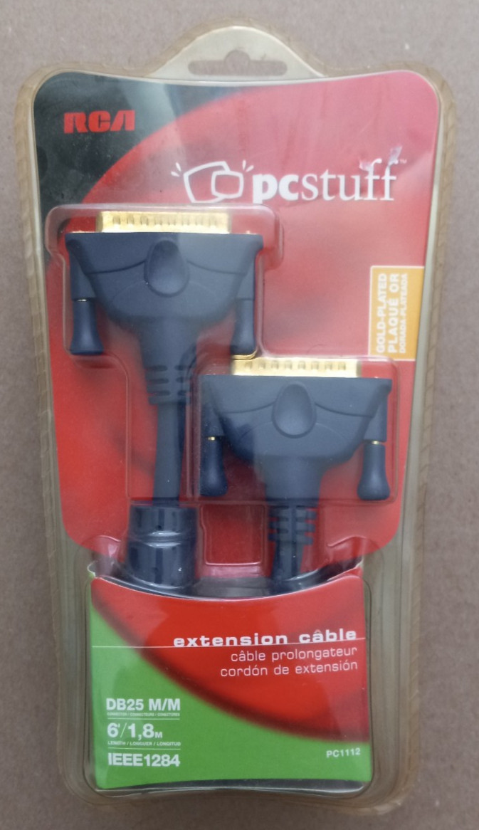 RCA new old store stock IEEE 1284 Gold Plated Printer 6' extension cable