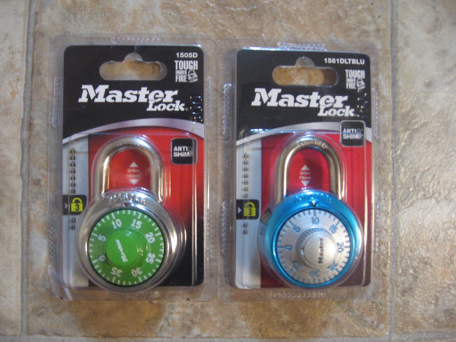 2 MASTER LOCK NEW IN THE PACKAGES ANTI SHIM COMBINATION LOCKS